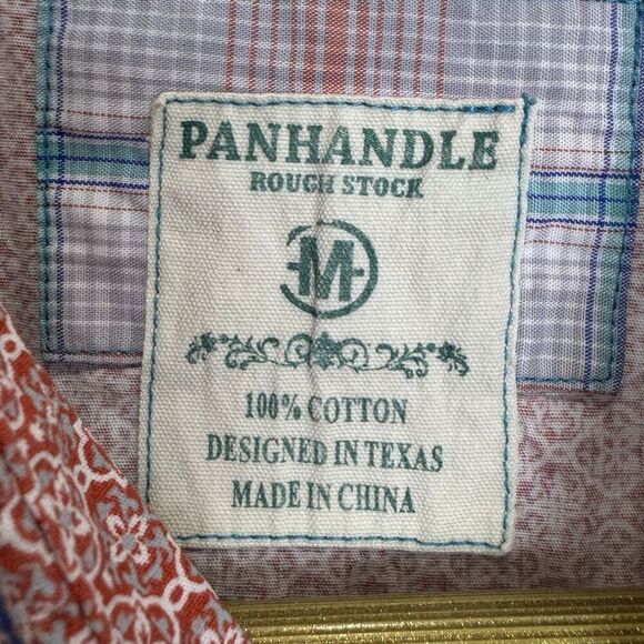 Panhandle Rough Stock Womens Red Pearl Snap Embroidered Shirt Size M Western - Picture 11 of 12